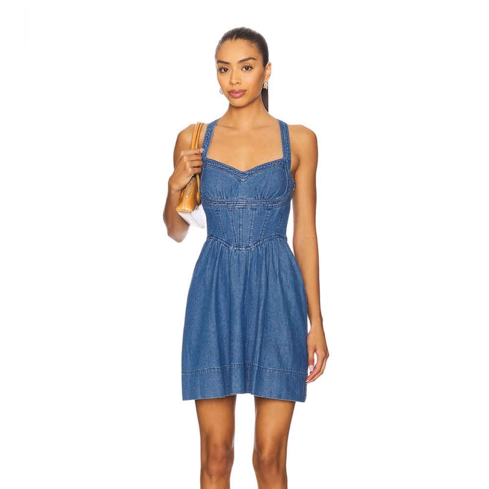 Revolve saria heart loom denim dress